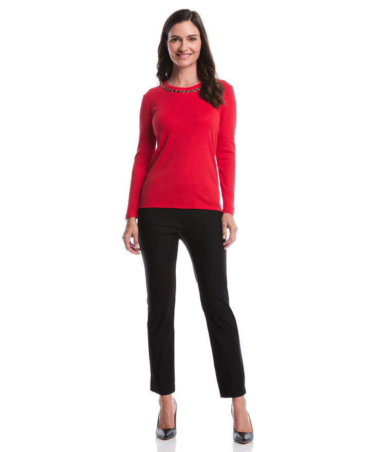 Chain Neck Detail Top (True Red) 