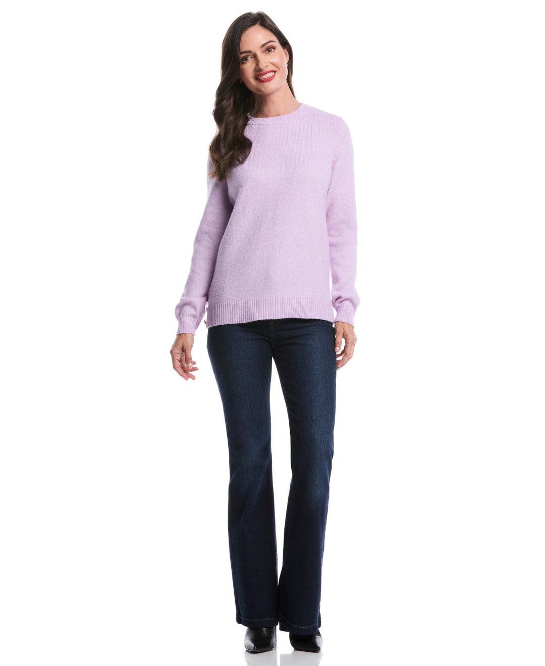 Petite Crew Neck Novelty Sweater (Orchid Bloom) 