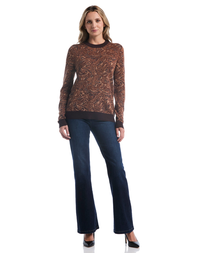 Jacquard Paisley Button Detail Sweater (Tobacco Brown) 