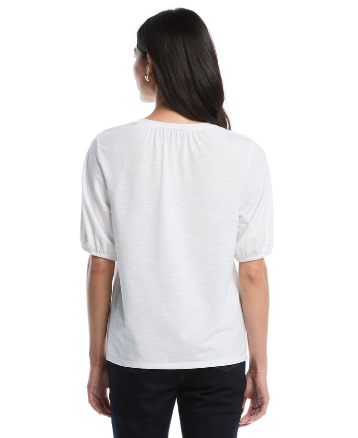 Petite Shirred Top (White) 