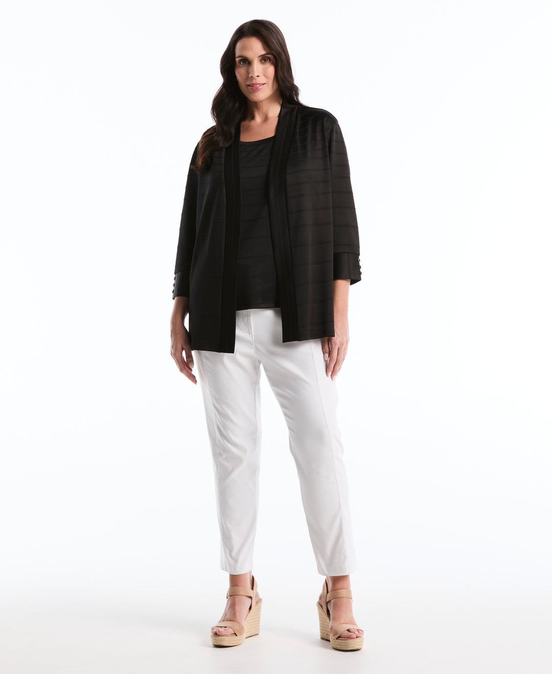 Plus Size Ottoman Knit Cardigan Sweater (Black) 