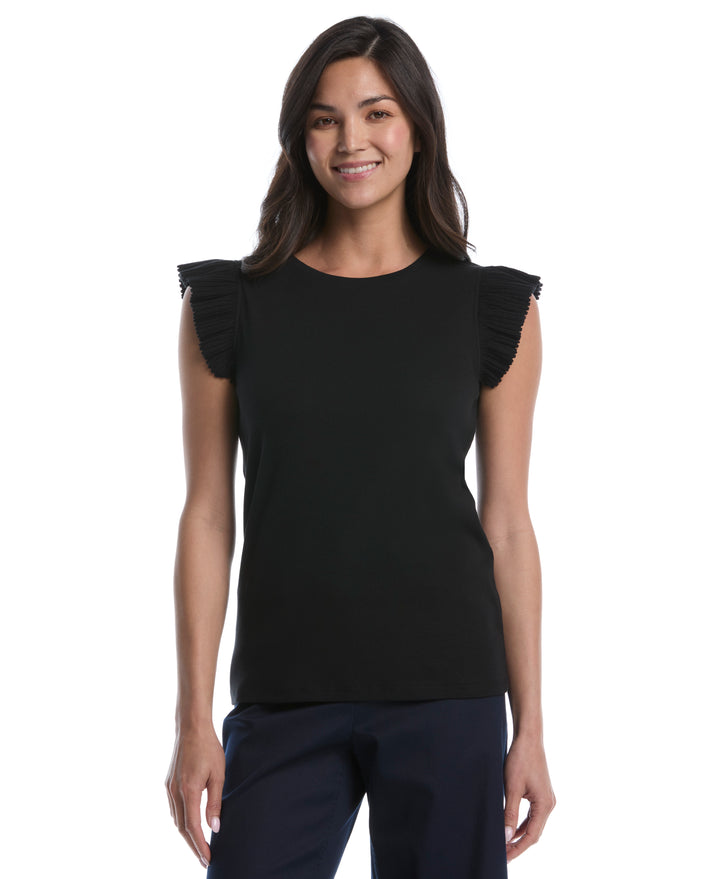 Petite Ruffle Top (Black) 