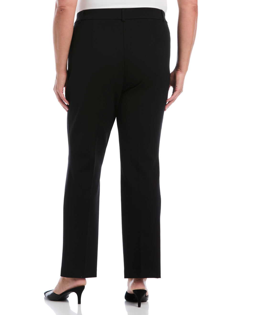 Plus Size Fly Front Bootcut Pant (Black) 