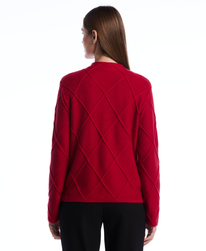 Diamond Stitch Mock Neck Sweater (Jester Red) 