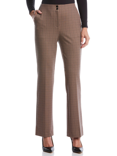 Plaid Print Ponte Bootcut Pant (Irish Cream) 