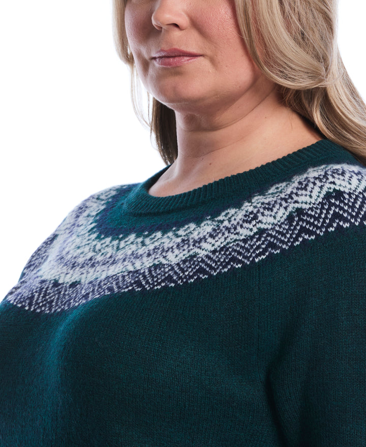 Plus Size Fair Isle Crew Neck Sweater (Ponderosa Pine) 