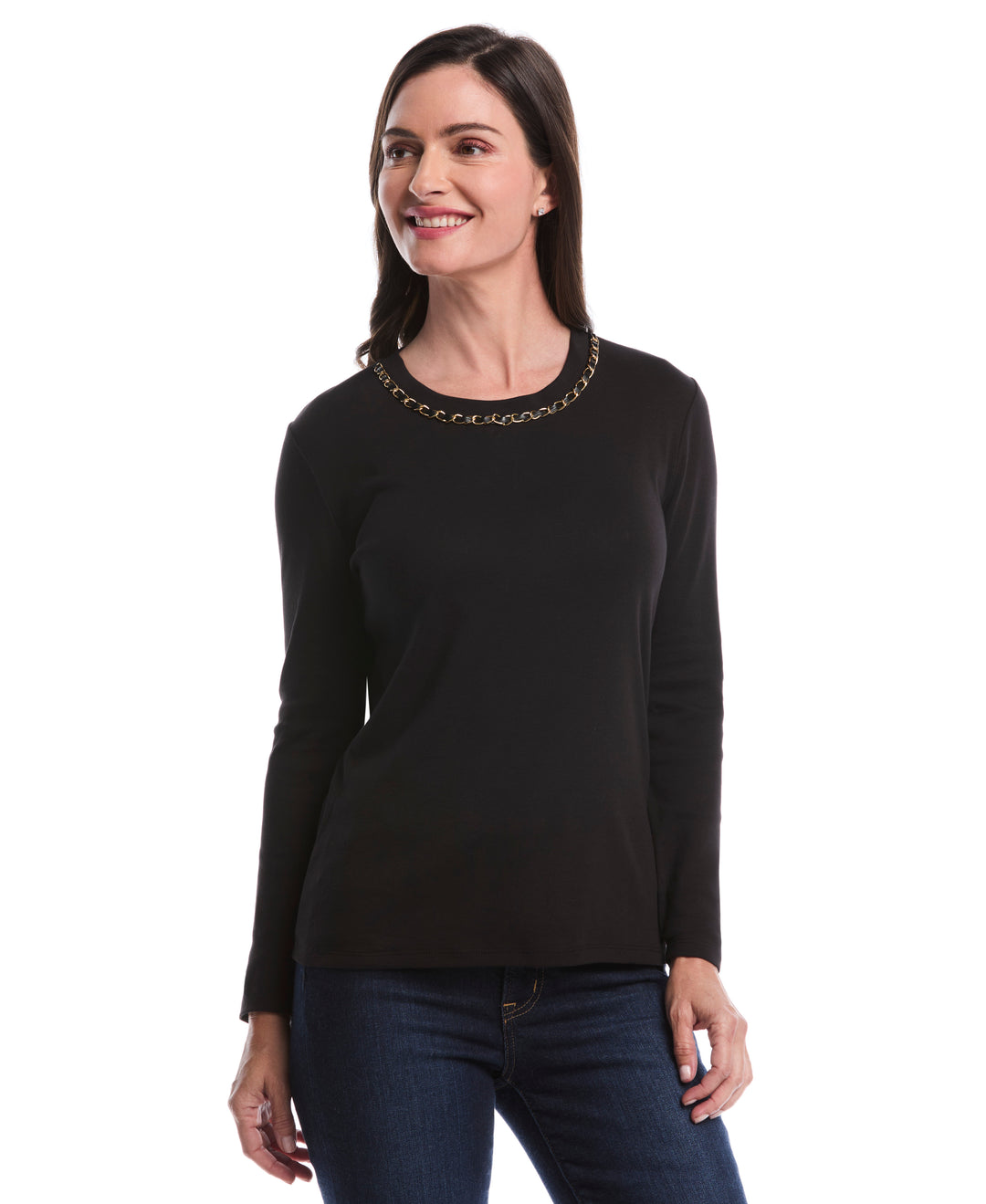 Chain Neck Detail Top (Black) 