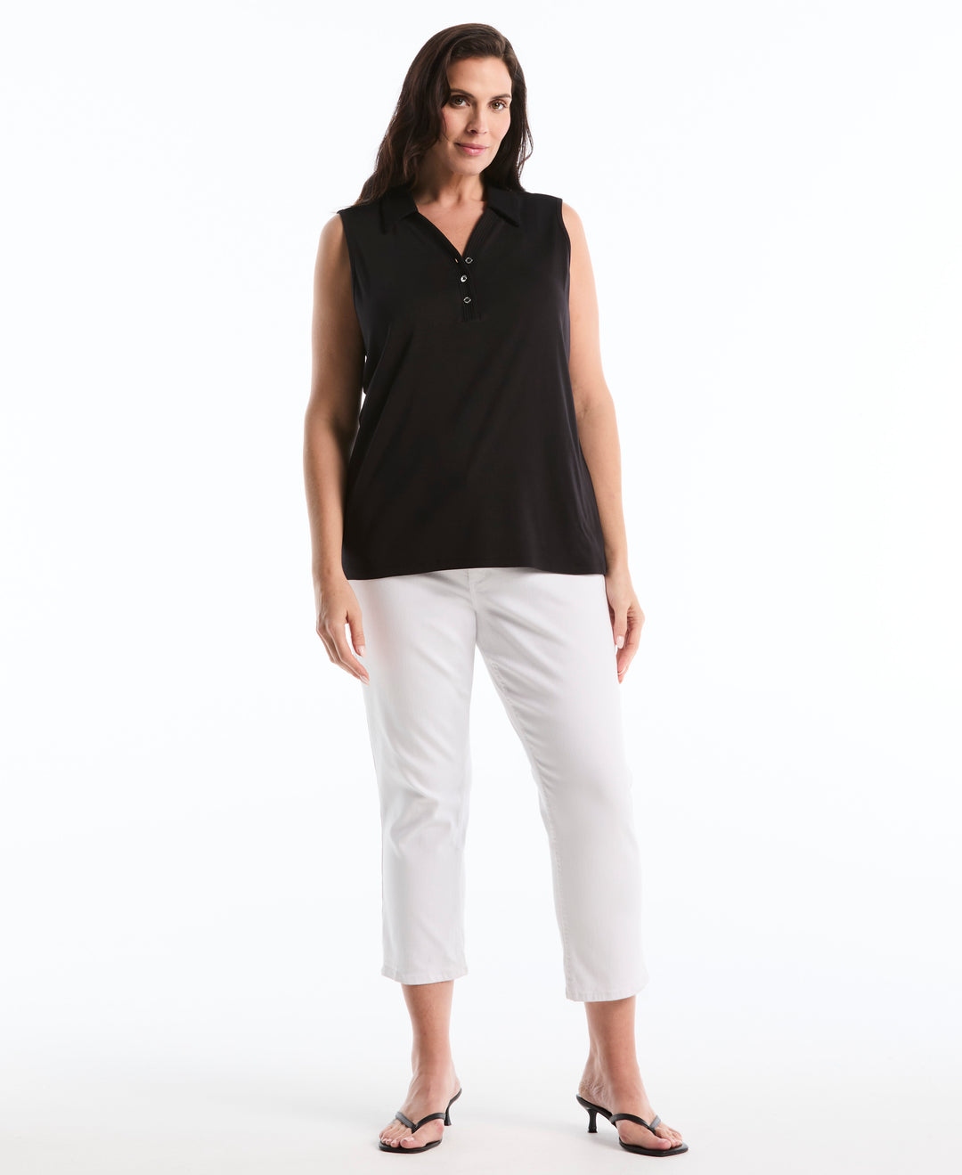 Plus Size Polo Top (Black) 