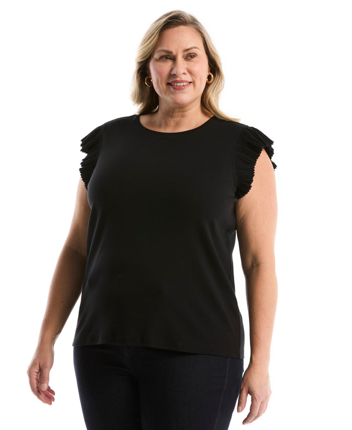 Plus Size Ruffle Top (Black) 