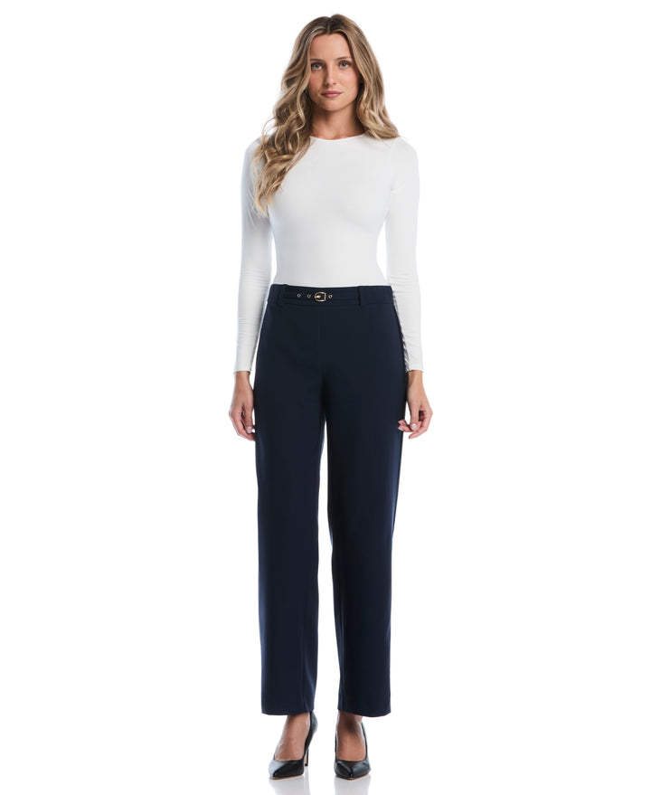 Wide Leg Novelty Belt Pant (Black Iris) 
