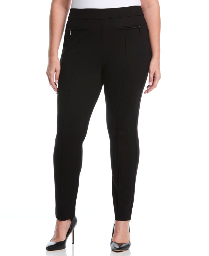 Plus Size Ponte Slim Leg Pant (Black) 