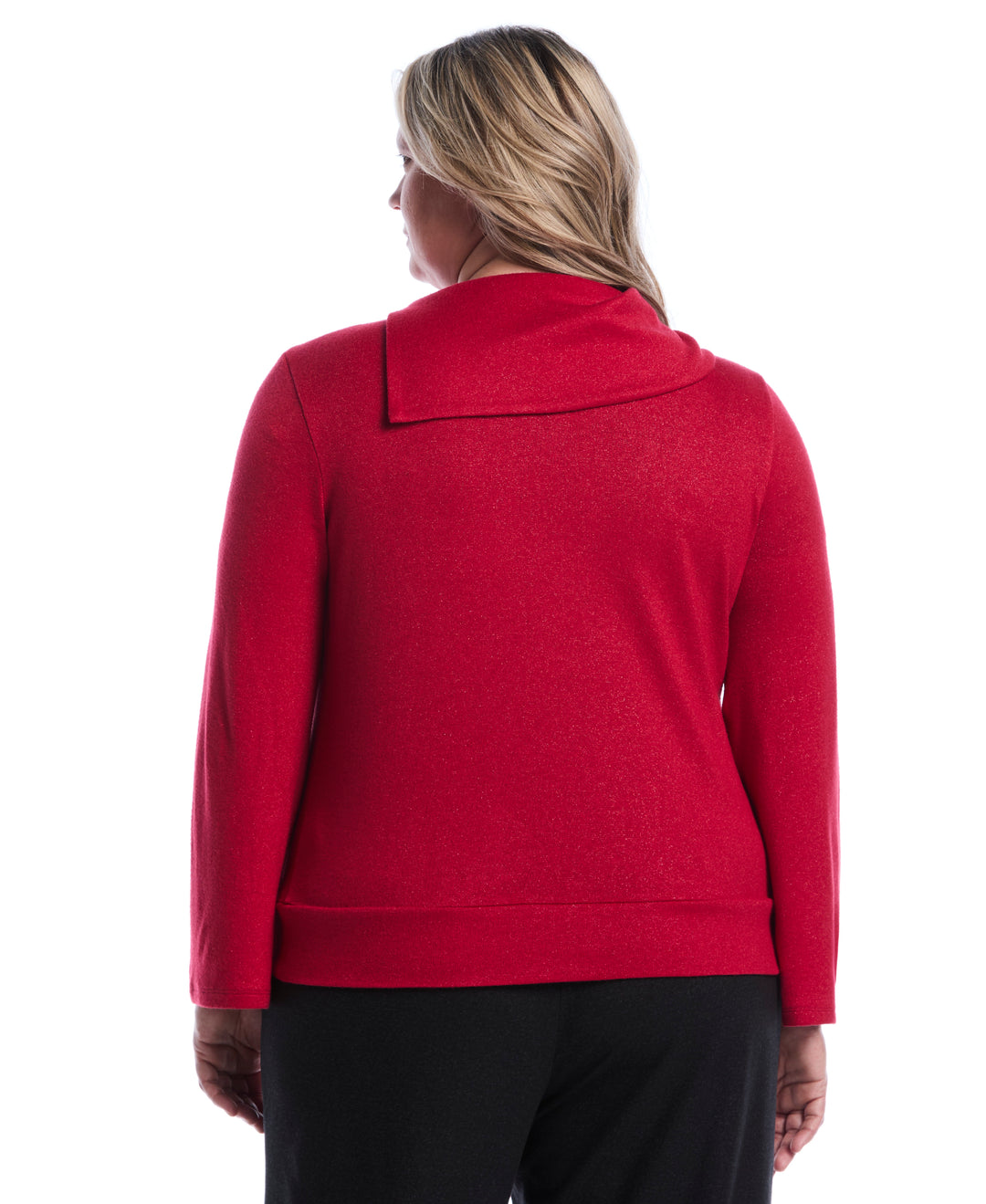 Plus Size Cowl Neck Lurex Top (Jester Red) 