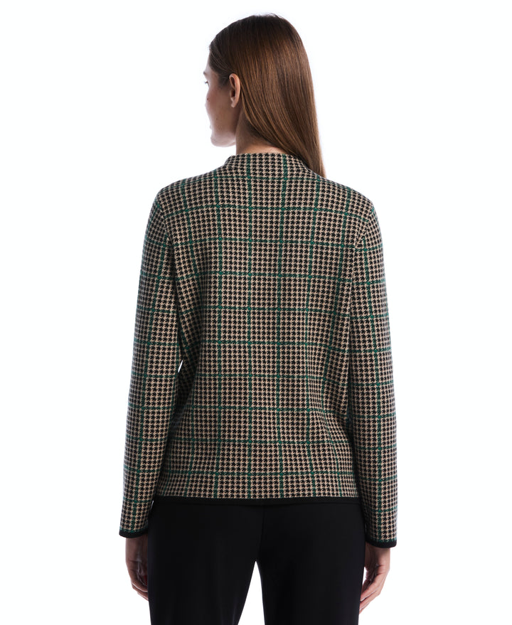 Plaid Print Mock Neck Sweater (Irish Cream) 