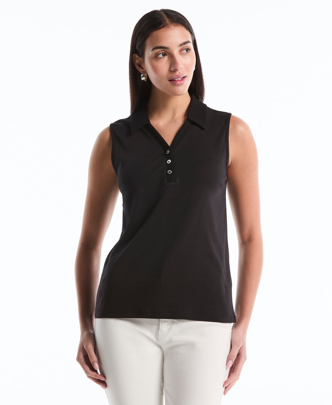 Petite Polo Top (Black) 
