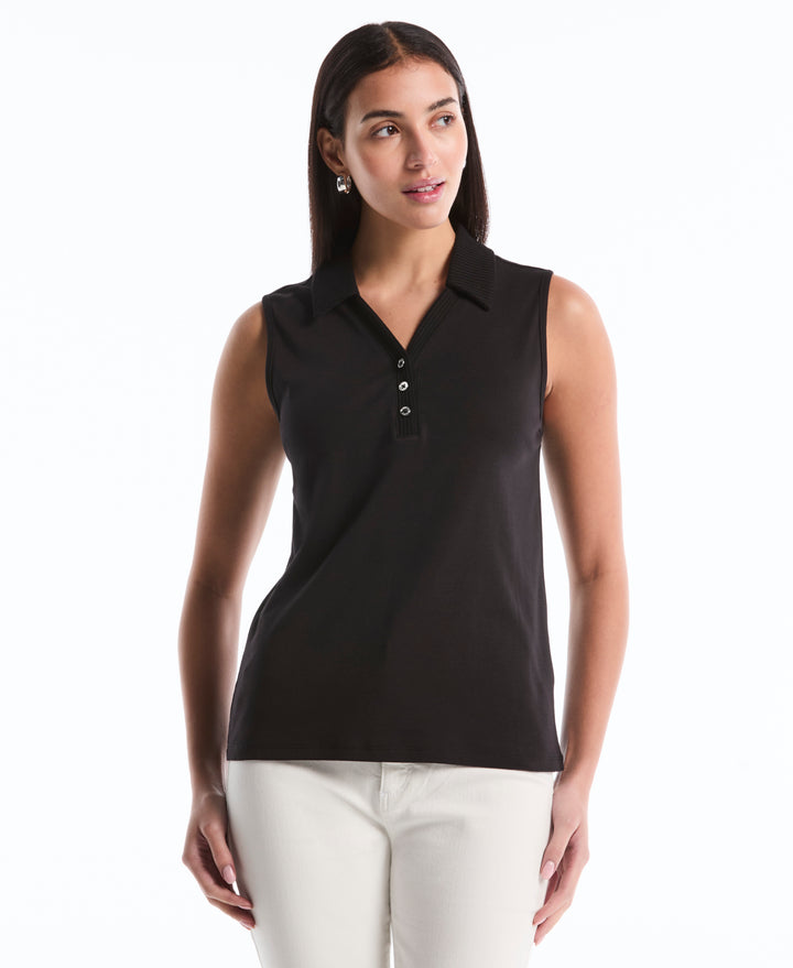 Petite Polo Top (Black) 