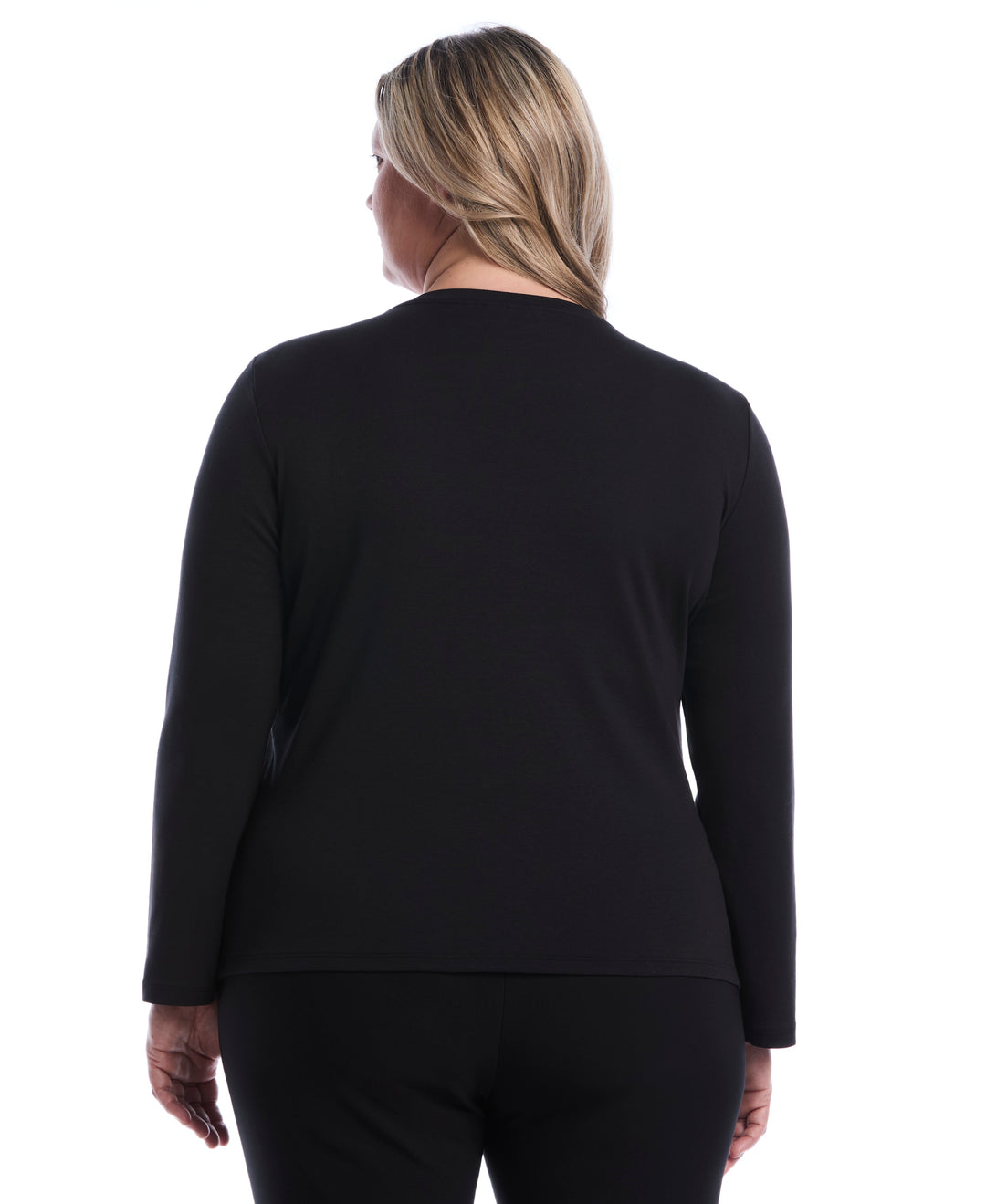 Plus Size Embellished Neckline Top (Black) 