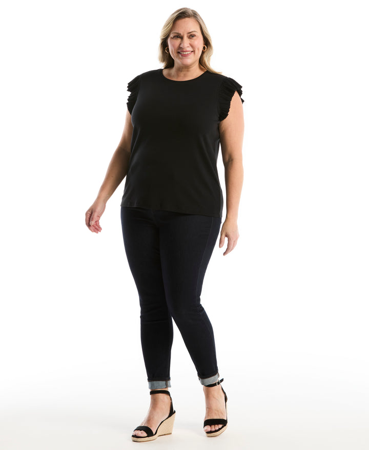 Plus Size Ruffle Top (Black) 
