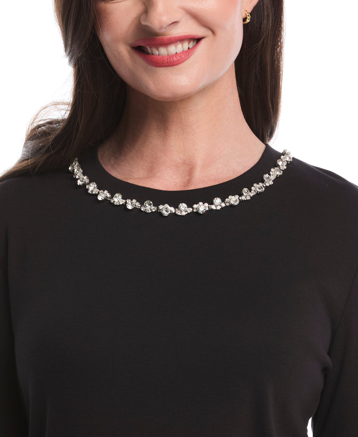 Embellished Neck Top (Black) 