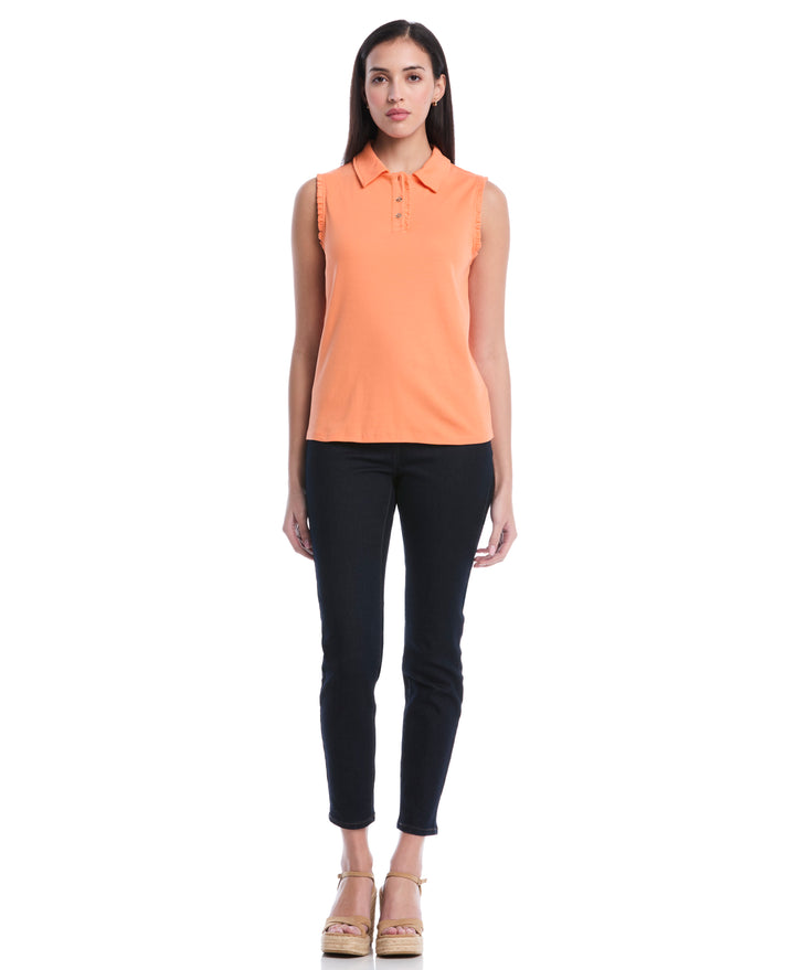 Petite Ruffle Trim Polo (Nectarine) 