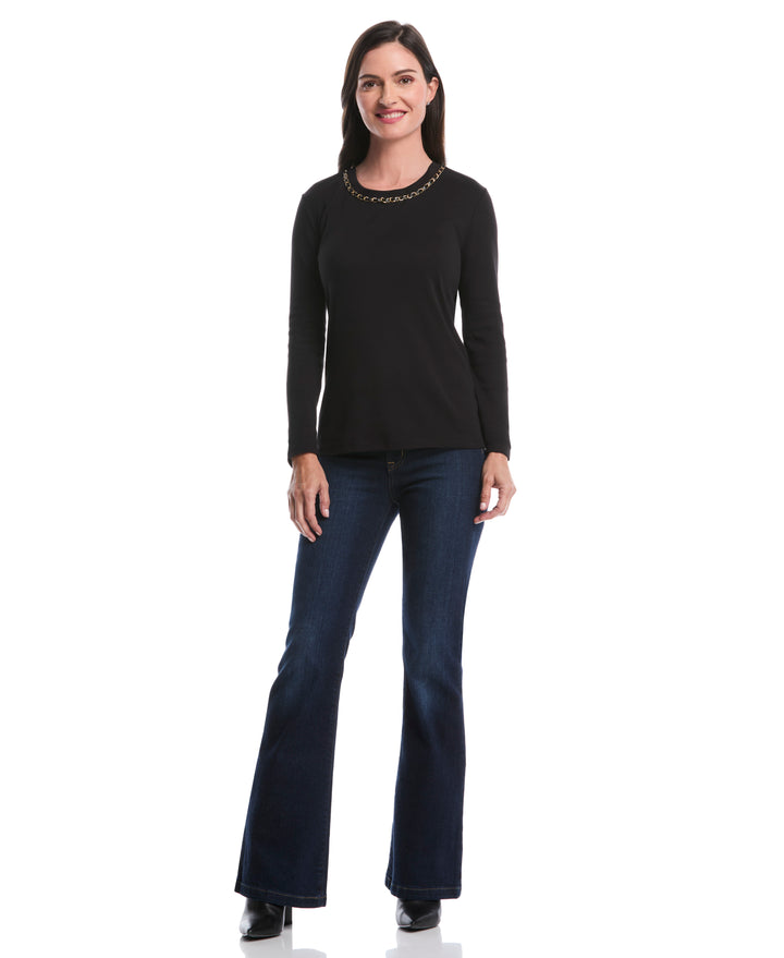 Chain Neck Detail Top (Black) 