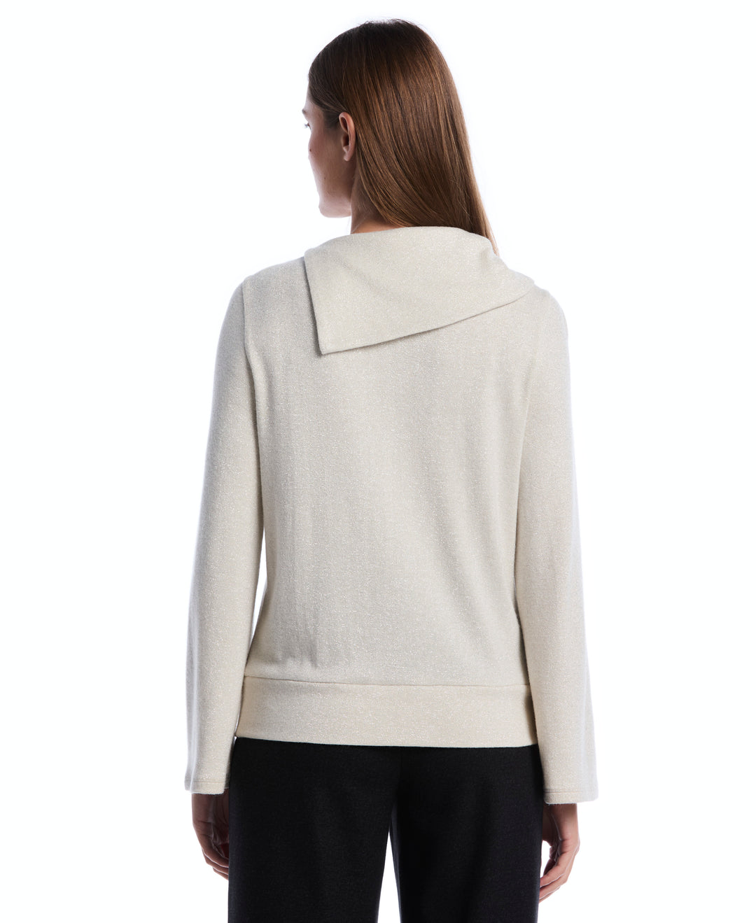 Petite Cowl Neck Lurex Top (White Swan) 
