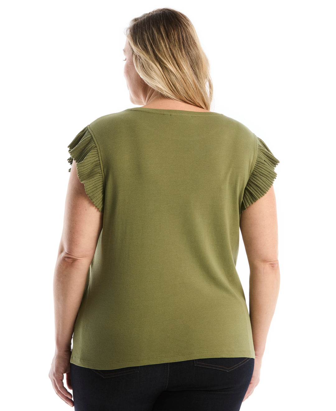 Plus Size Ruffle Top (Loden Green) 