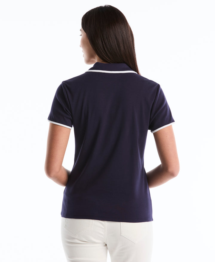 Contrast Trim Johnny Collar Polo (Peacoat) 