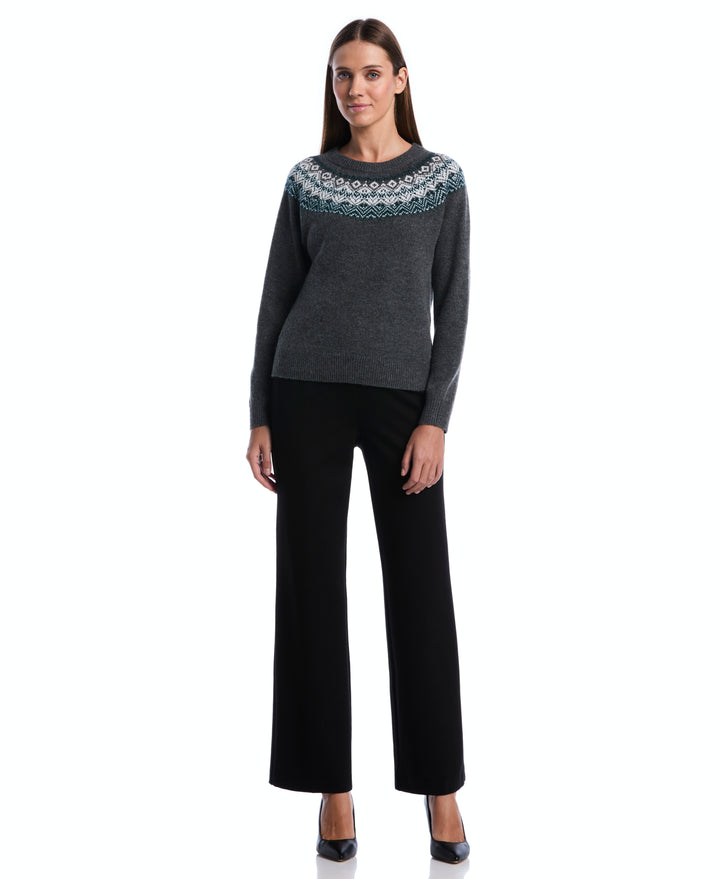 Fair Isle Crew Neck Sweater (Charcoal) 