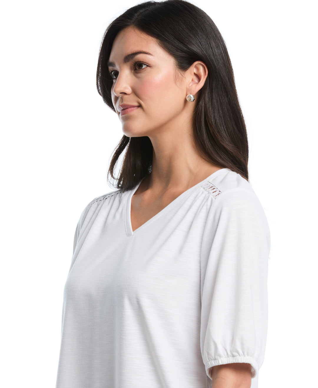 Petite Shirred Top (White) 