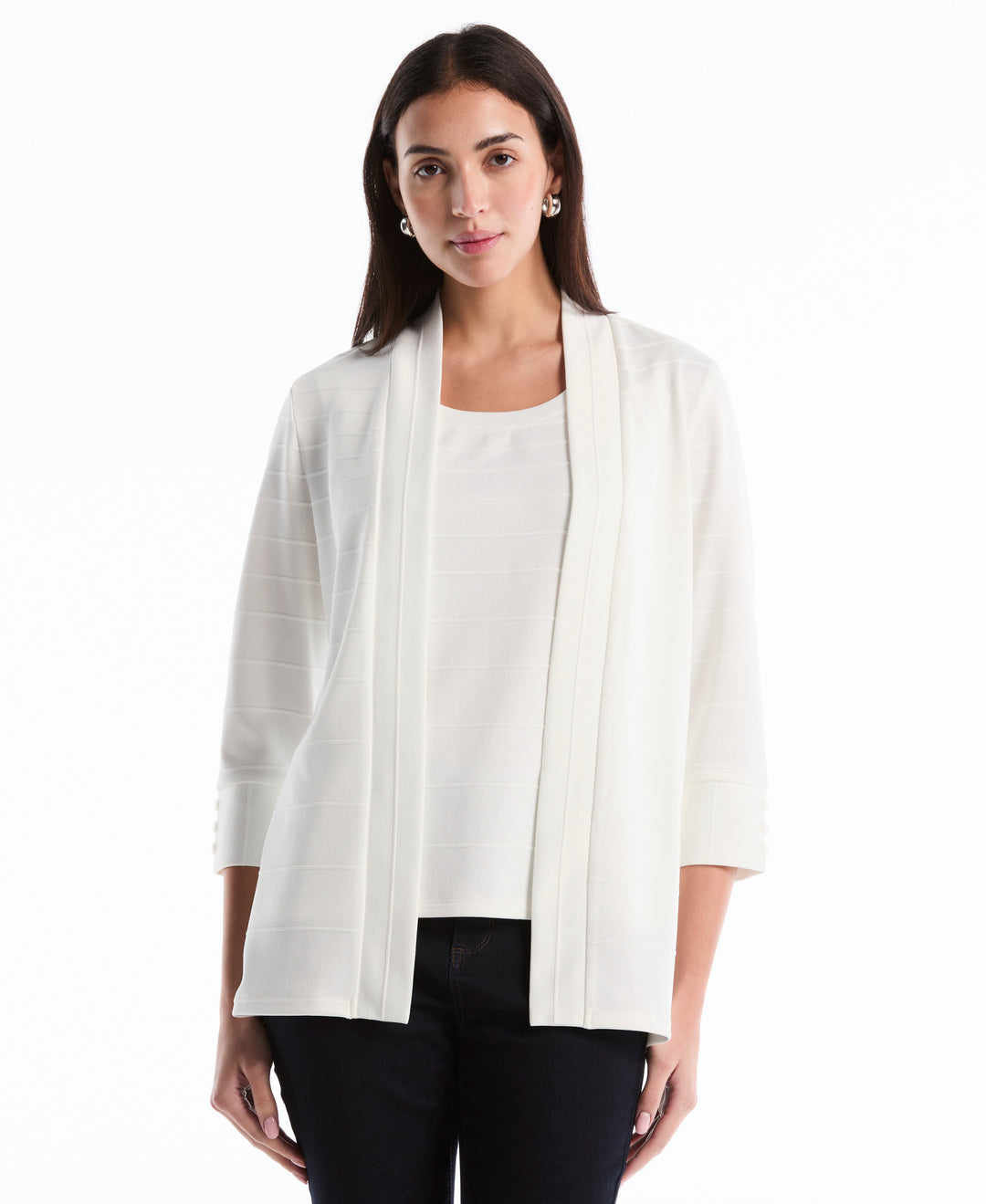 Petite Ottoman Knit Cardigan Sweater (Star White) 