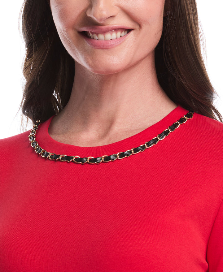 Chain Neck Detail Top (True Red) 
