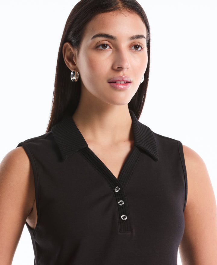 Petite Polo Top (Black) 