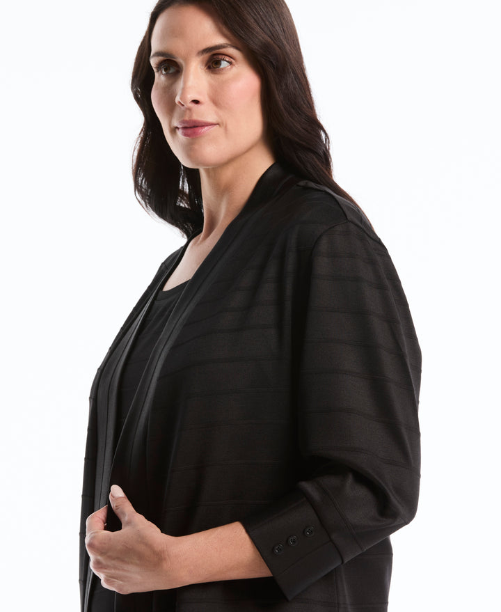 Plus Size Ottoman Knit Cardigan Sweater (Black) 