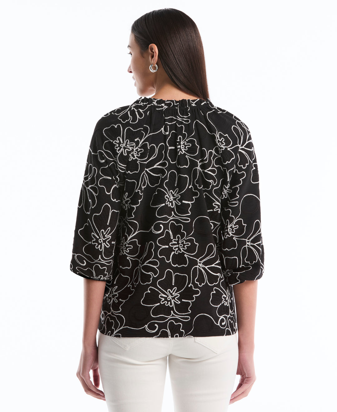 Floral Embroidered Blouse (Black) 