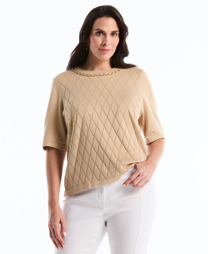 Plus Size Diamond Stitch Sweater (Irish Cream) 