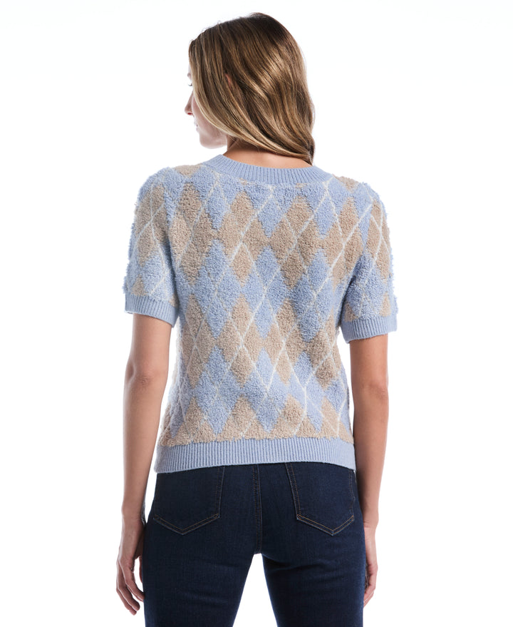 Argyle Cardigan Sweater (Blue Blizzard) 