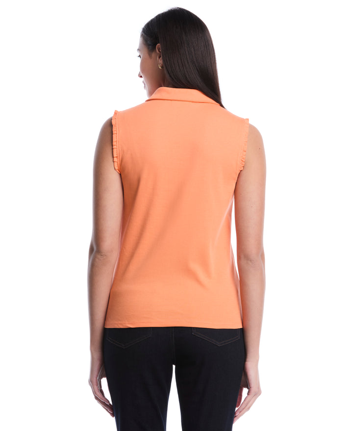 Petite Ruffle Trim Polo (Nectarine) 