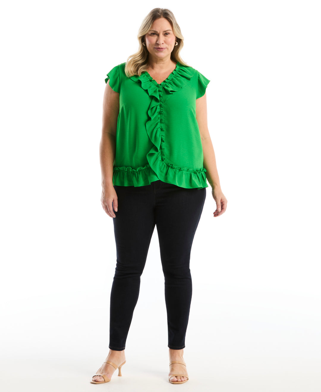 Plus Size Ruffle Blouse (Fern Green) 
