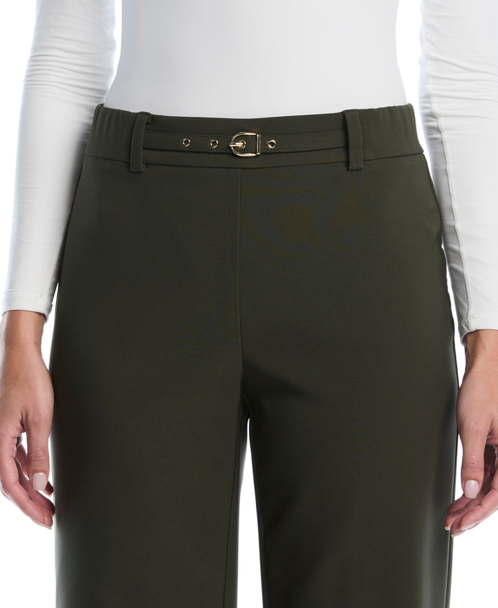 Wide Leg Novelty Belt Pant (Forest Night) 
