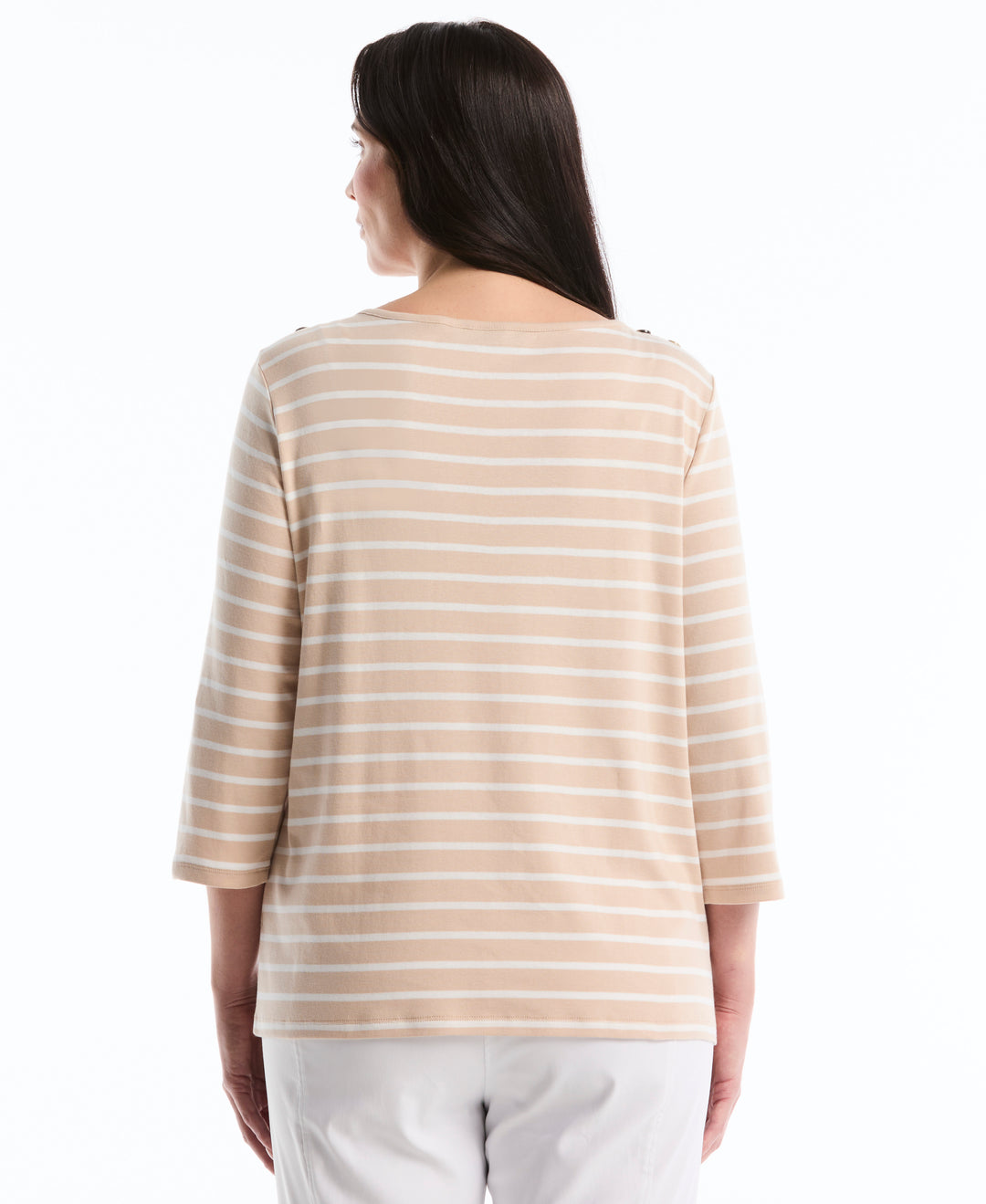 Plus Size Stripe Button Detail Top (Moonlight) 