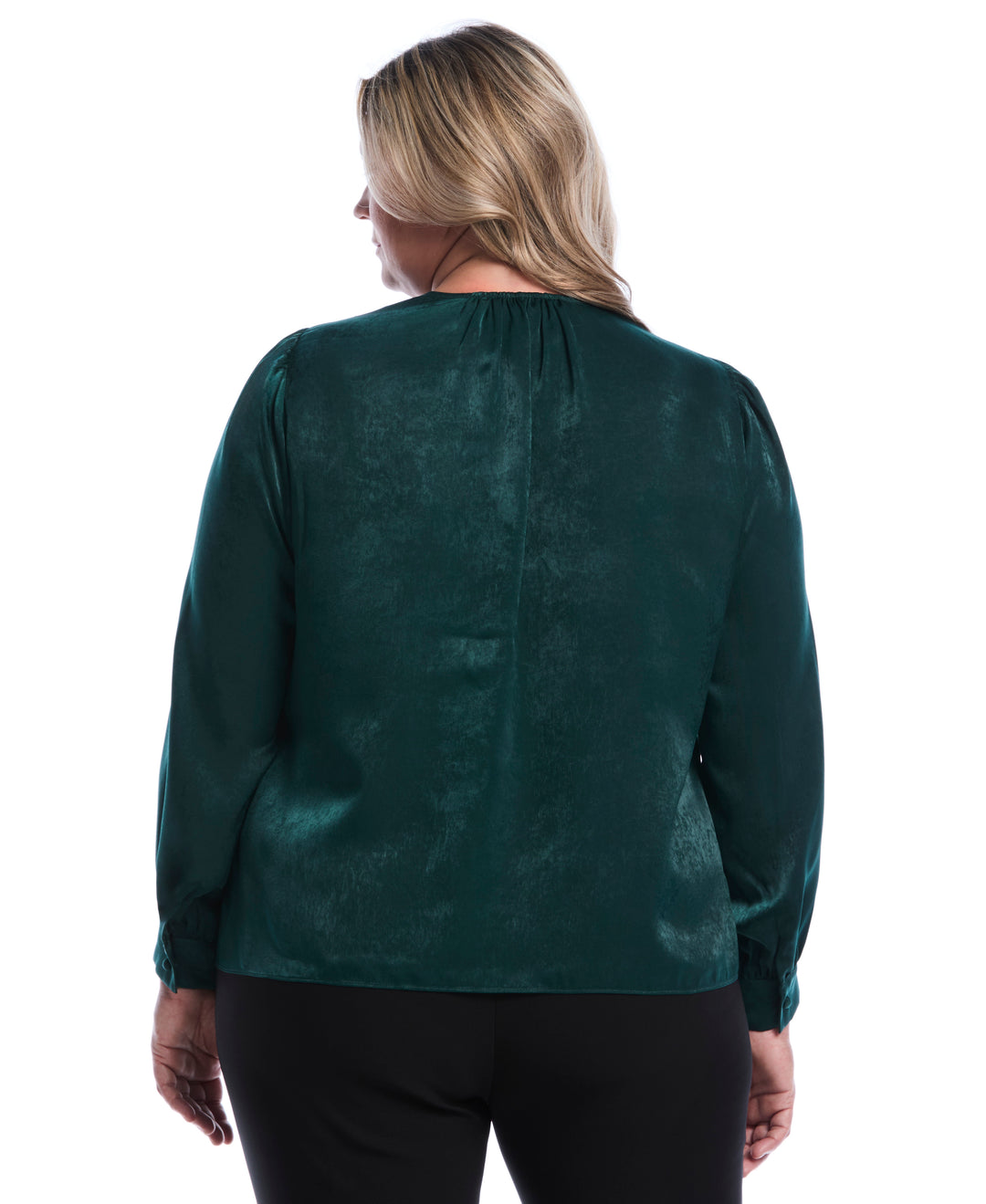 Plus Size Ruffle V-Neck Blouse (Ponderosa Pine) 