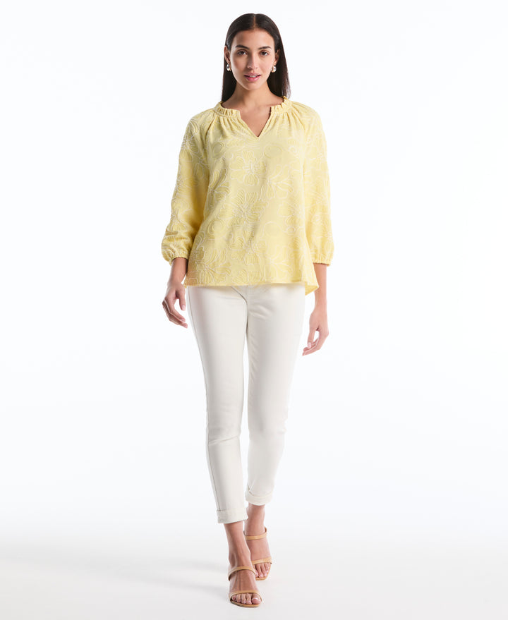 Floral Embroidered Blouse (Pale Banana) 