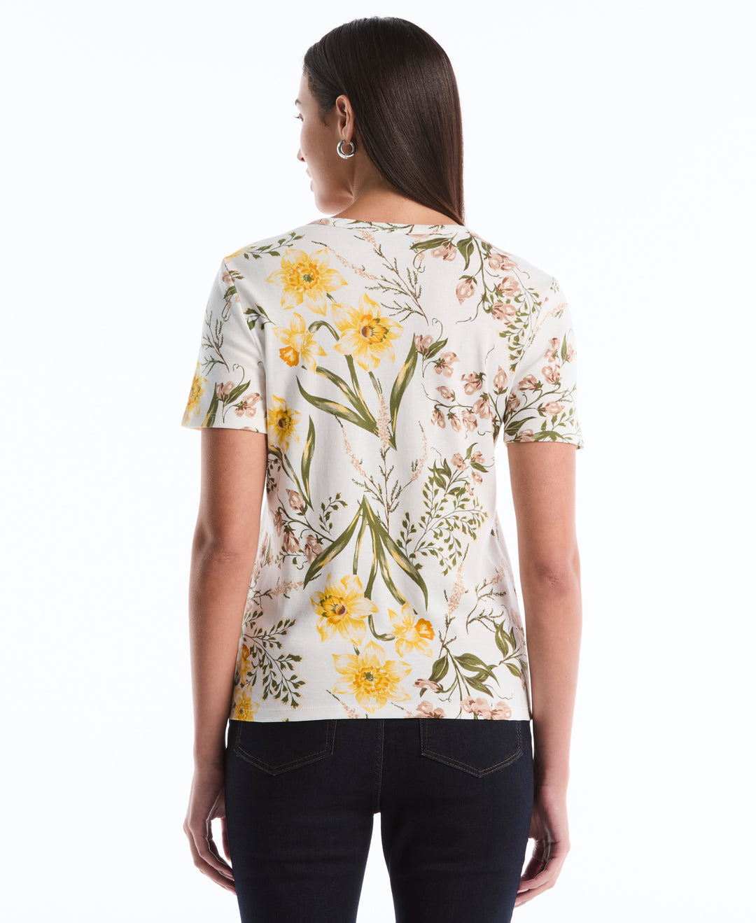 Garden Print Lace-Up Top (Star White) 