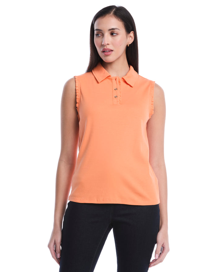 Petite Ruffle Trim Polo (Nectarine) 