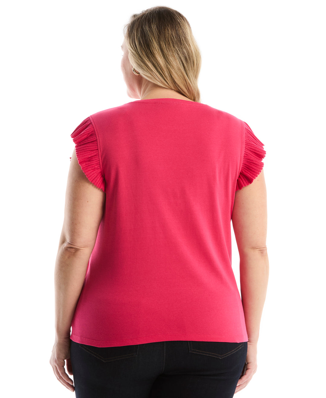 Plus Size Ruffle Top (Raspberry) 