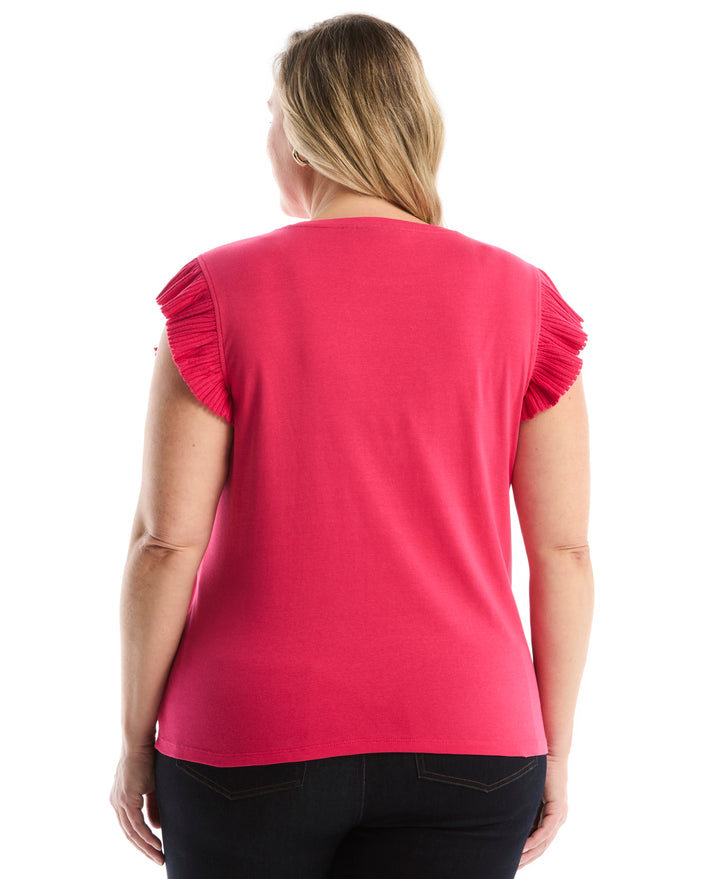 Plus Size Ruffle Top (Raspberry) 