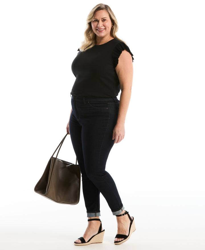 Plus Size Ruffle Top (Black) 