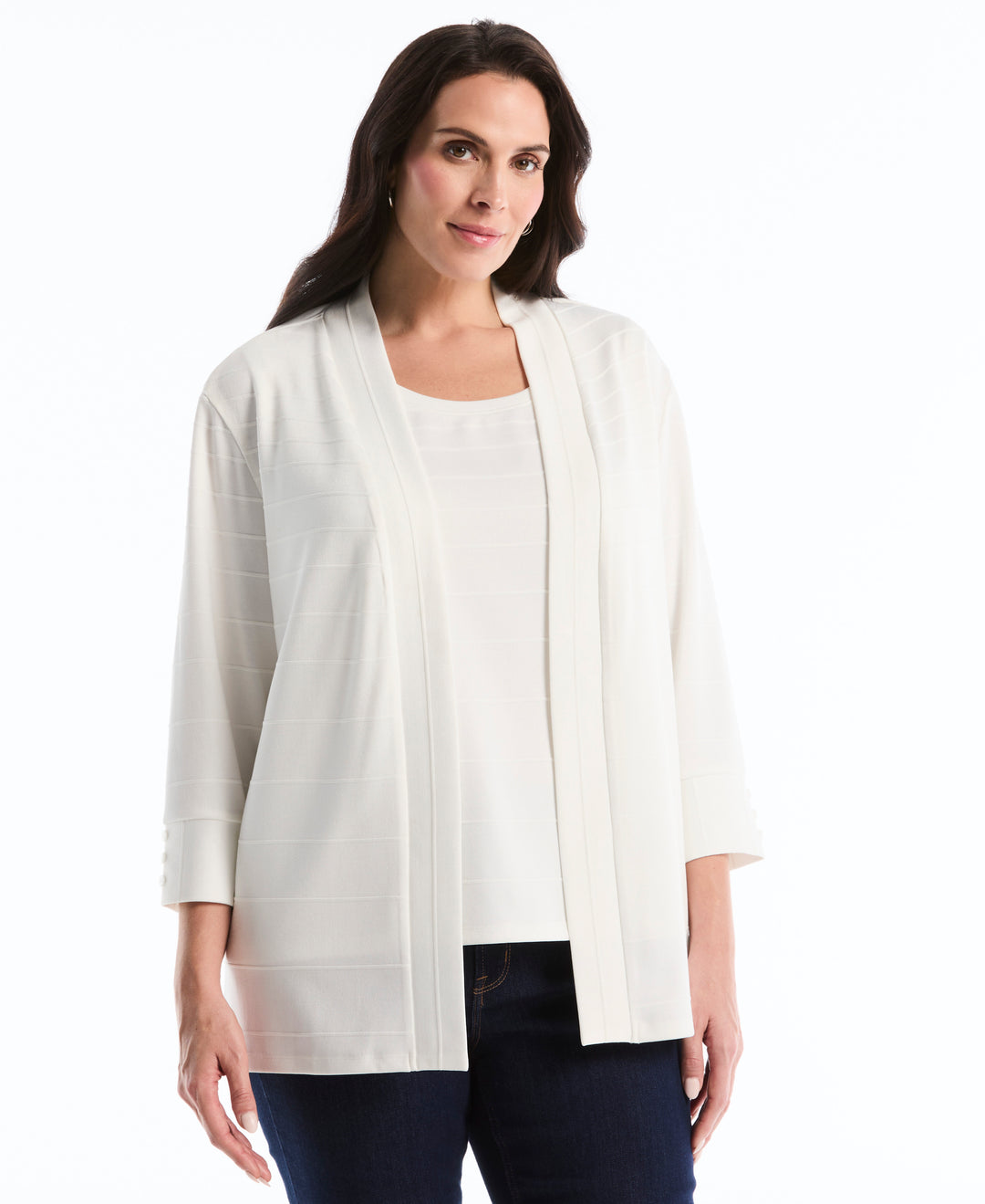 Plus Size Scalloped Lace Top (Star White) 