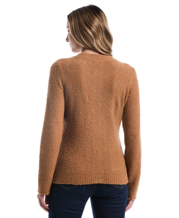 Teddy Boucle Patch Pocket Cardigan (Tobacco Brown) 