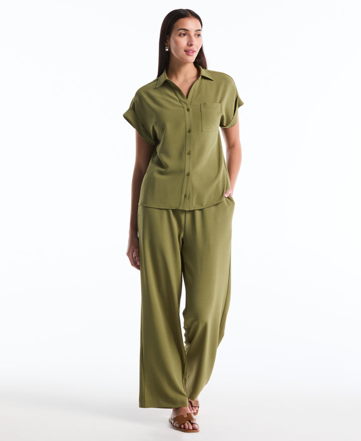 Drawstring Wide Leg Pant (Loden Green) 